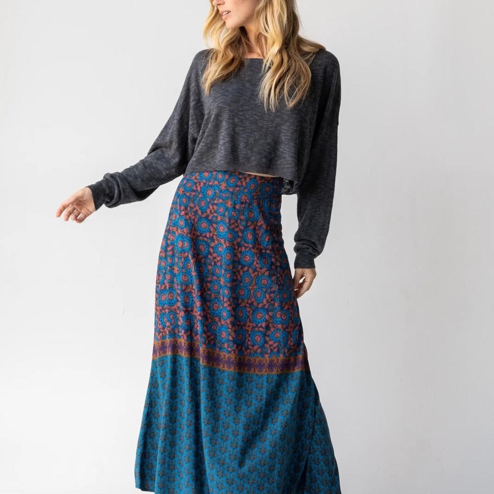 NATURAL LIFE Vibrant Blue and Red Maxi Skirt